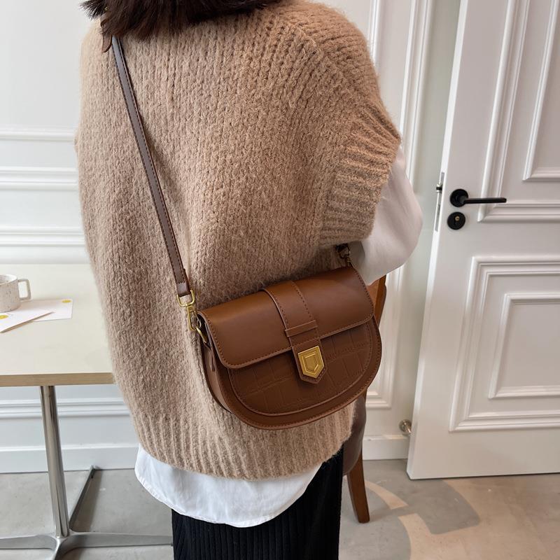 Sac Bandoulière Demi-Lune Motif Tartan Vintage