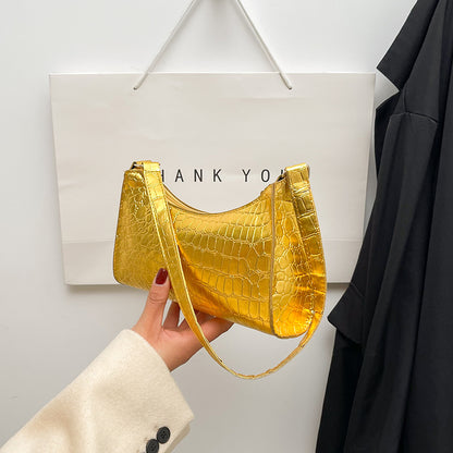 Mini Sac Porté Épaule Croco Style 90s