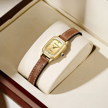 Montre Carrée Cadran Soleil Bracelet Cuir Rétro