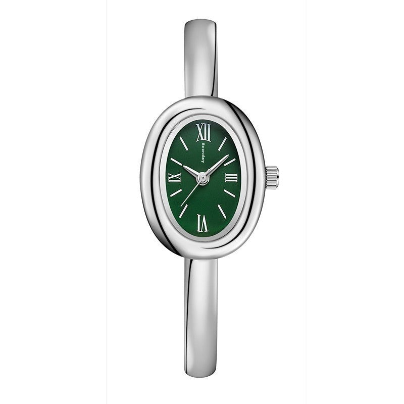 Montre Bangle Ovale Or Cadran Blanc Élégant
