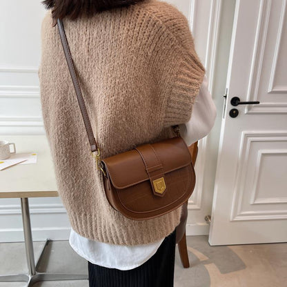 Sac Bandoulière Demi-Lune Motif Tartan Vintage