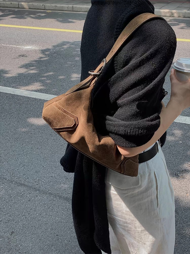 Sac Baguette Velours Suédé Style 90s