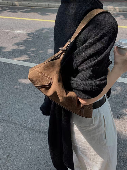 Sac Baguette Velours Suédé Style 90s