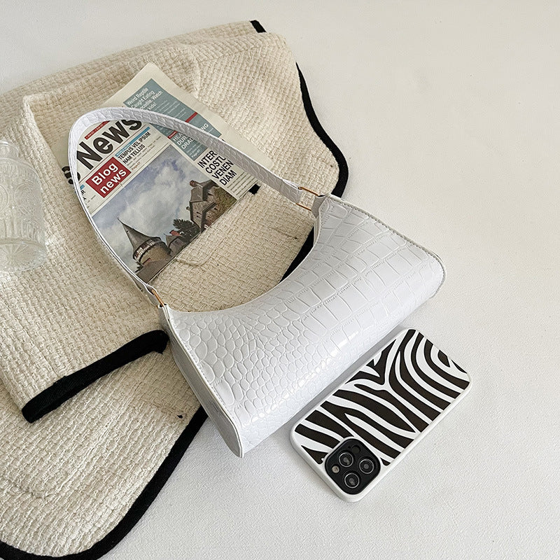 Mini Sac Porté Épaule Croco Style 90s