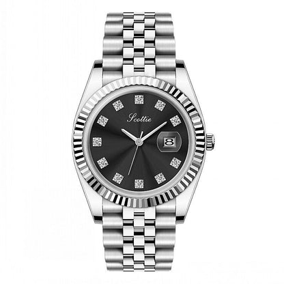 Montre Luxe Cadran Soleil Indices Pavés
