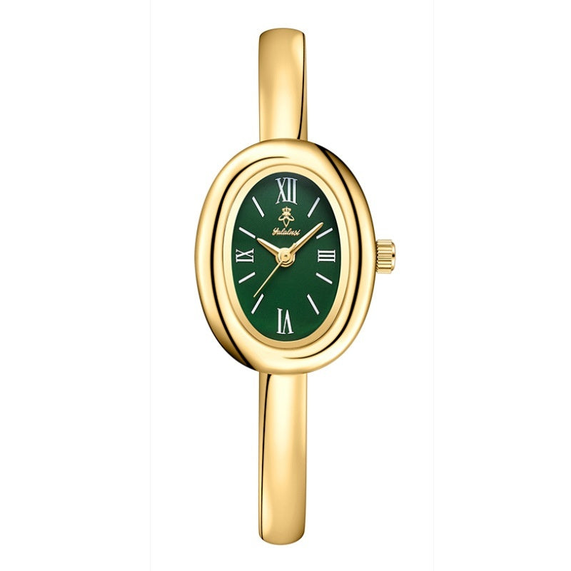 Montre Bangle Ovale Or Cadran Blanc Élégant