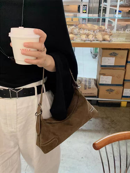 Sac Baguette Velours Suédé Style 90s