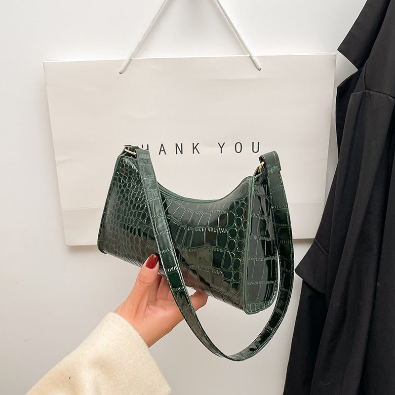 Mini Sac Porté Épaule Croco Style 90s