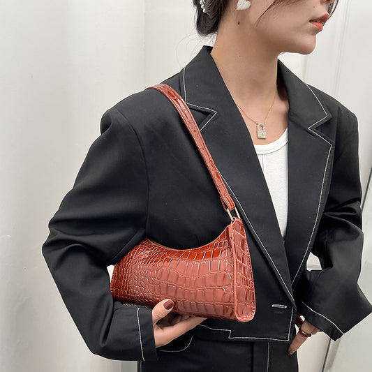 Mini Sac Porté Épaule Croco Style 90s