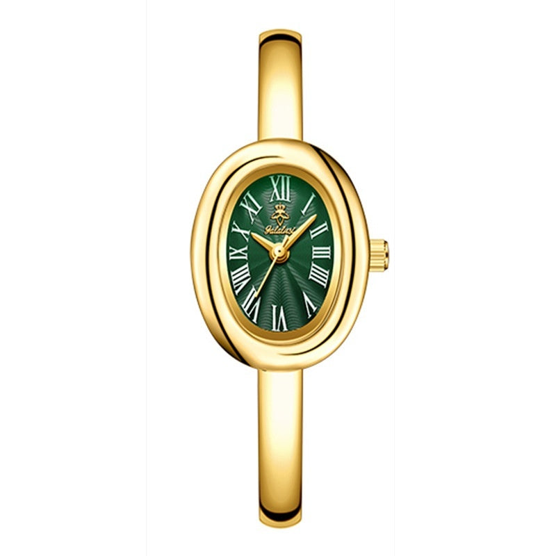 Montre Bangle Ovale Or Cadran Blanc Élégant