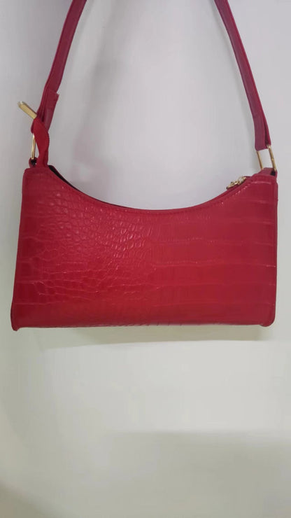 Mini Sac Porté Épaule Croco Style 90s