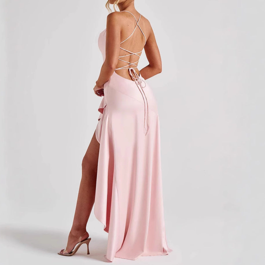 Robe Longue Asymétrique Volants Cascade
