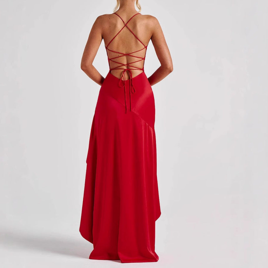 Robe Longue Asymétrique Volants Cascade