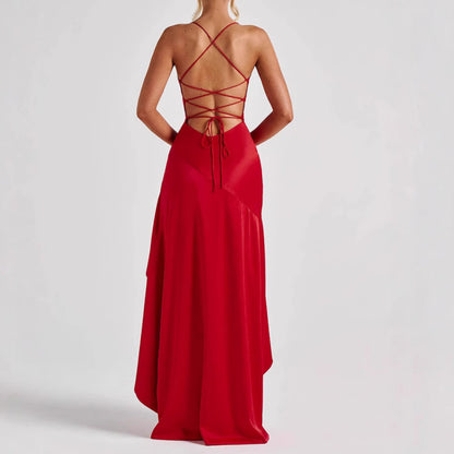 Robe Longue Asymétrique Volants Cascade