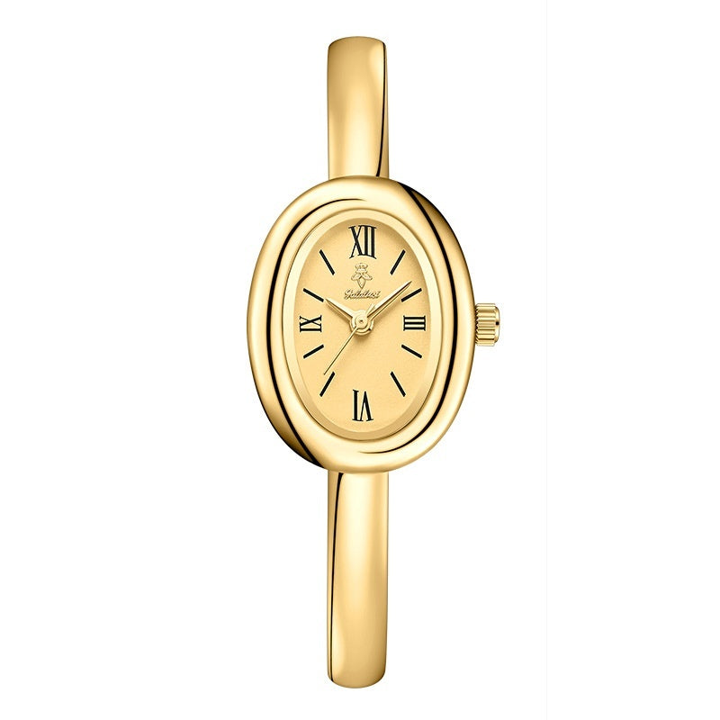 Montre Bangle Ovale Or Cadran Blanc Élégant