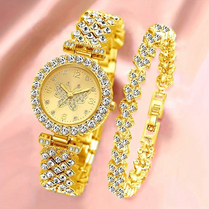 Coffret Montre & Bracelet Papillon Cristaux