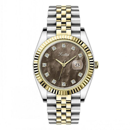 Montre Luxe Cadran Soleil Indices Pavés