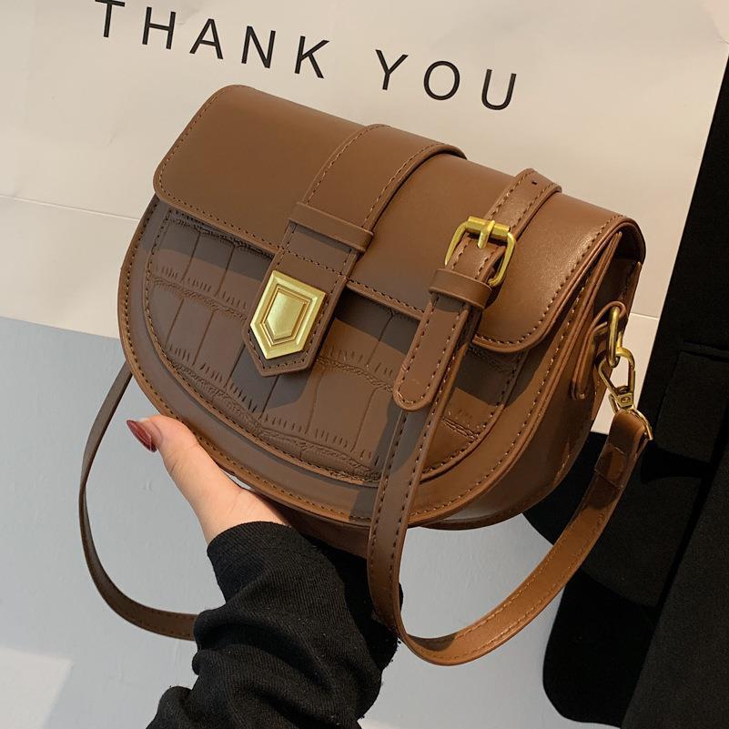 Sac Bandoulière Demi-Lune Motif Tartan Vintage