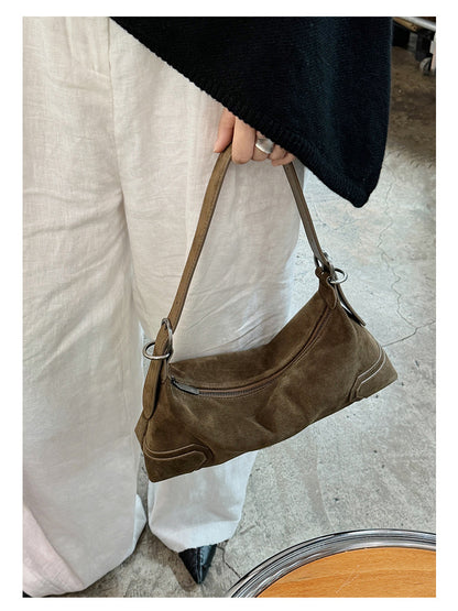 Sac Baguette Velours Suédé Style 90s