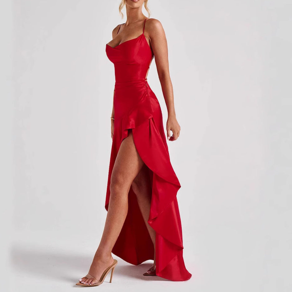 Robe Longue Asymétrique Volants Cascade
