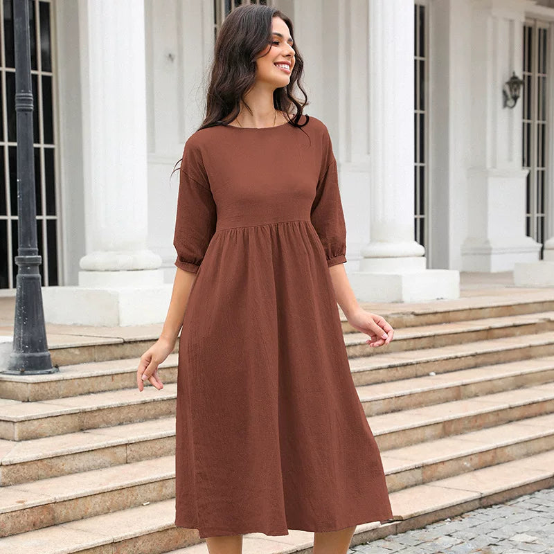 Robe Fluide Manches Bouffantes