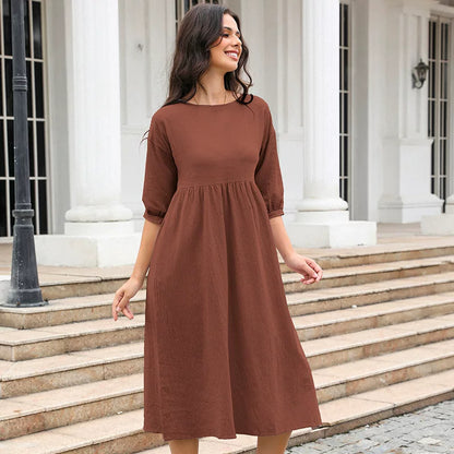 Robe Fluide Manches Bouffantes