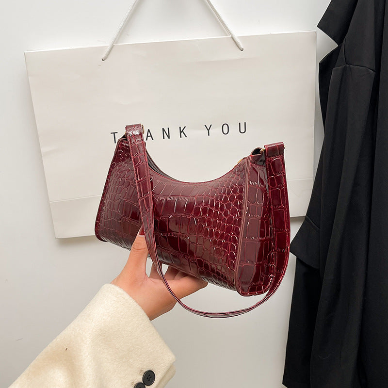 Mini Sac Porté Épaule Croco Style 90s