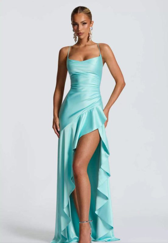 Robe Longue Asymétrique Volants Cascade