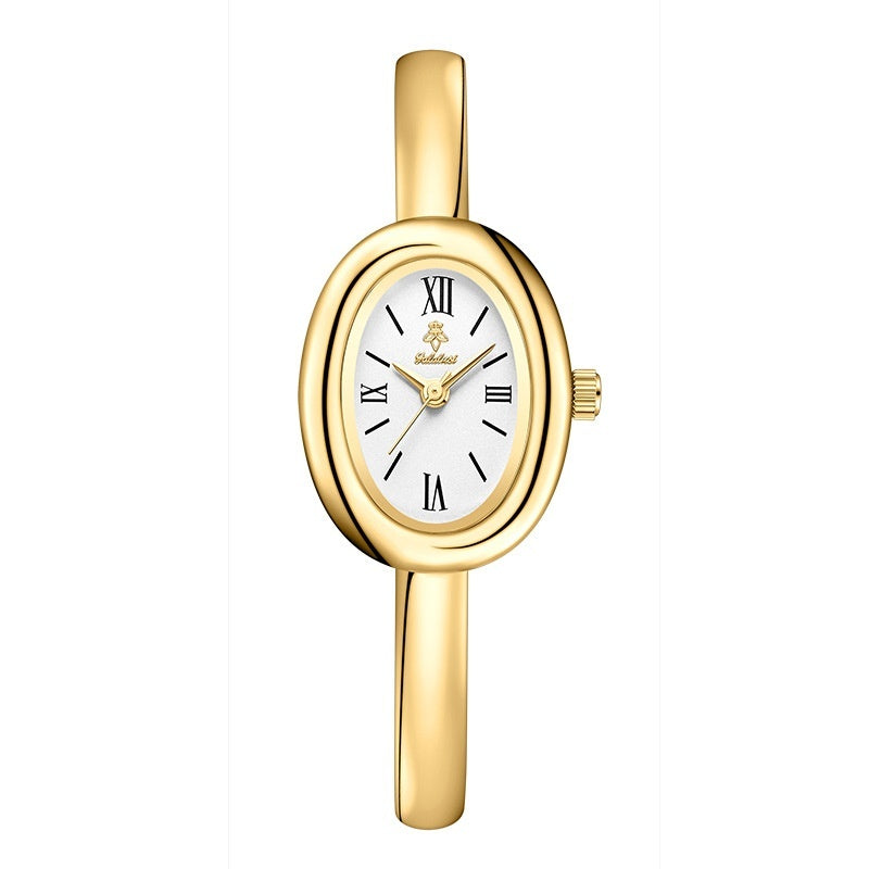 Montre Bangle Ovale Or Cadran Blanc Élégant