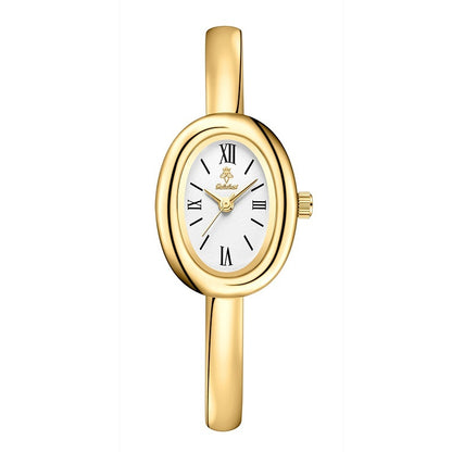 Montre Bangle Ovale Or Cadran Blanc Élégant