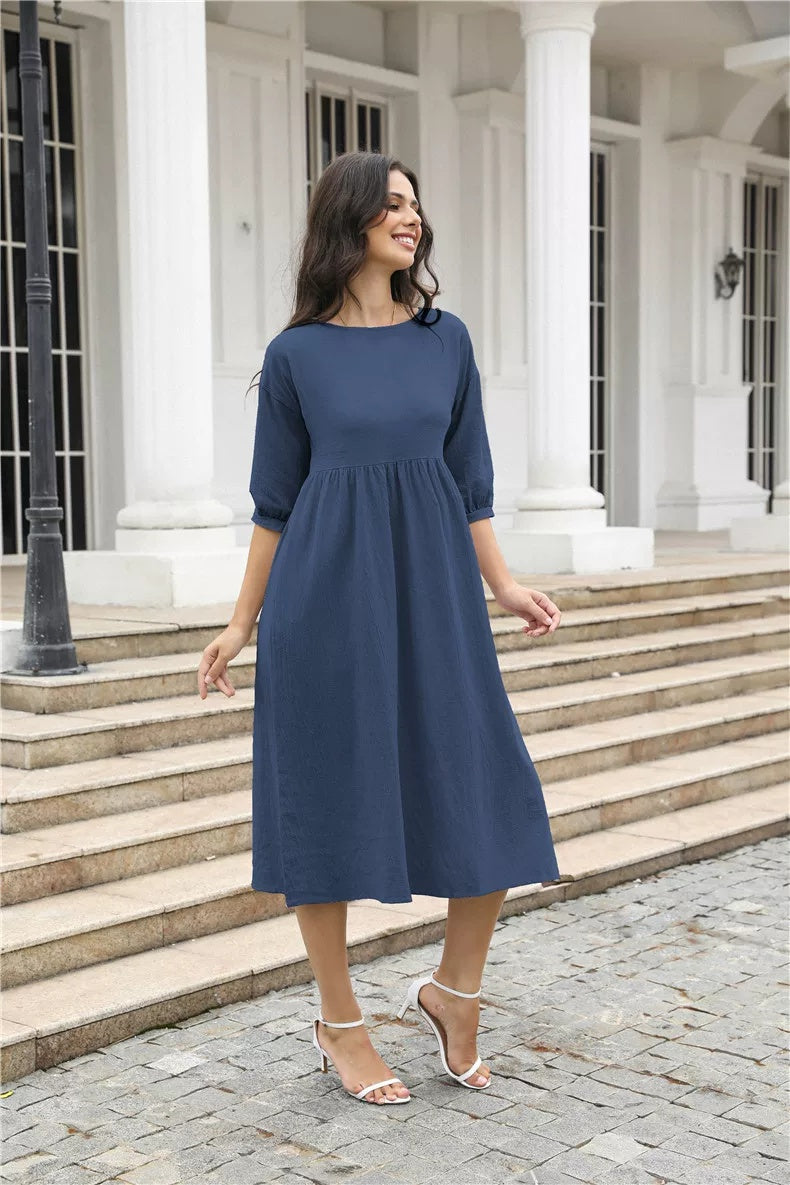 Robe Fluide Manches Bouffantes