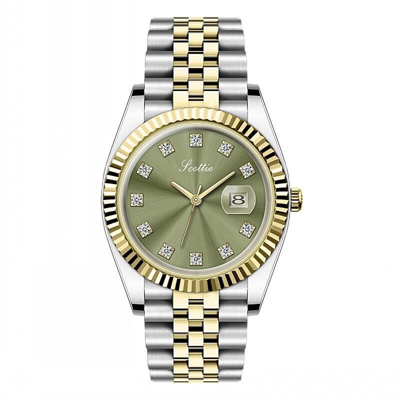 Montre Luxe Cadran Soleil Indices Pavés