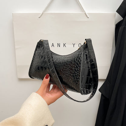 Mini Sac Porté Épaule Croco Style 90s