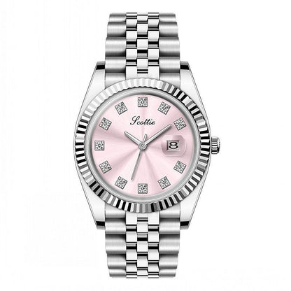 Montre Luxe Cadran Soleil Indices Pavés