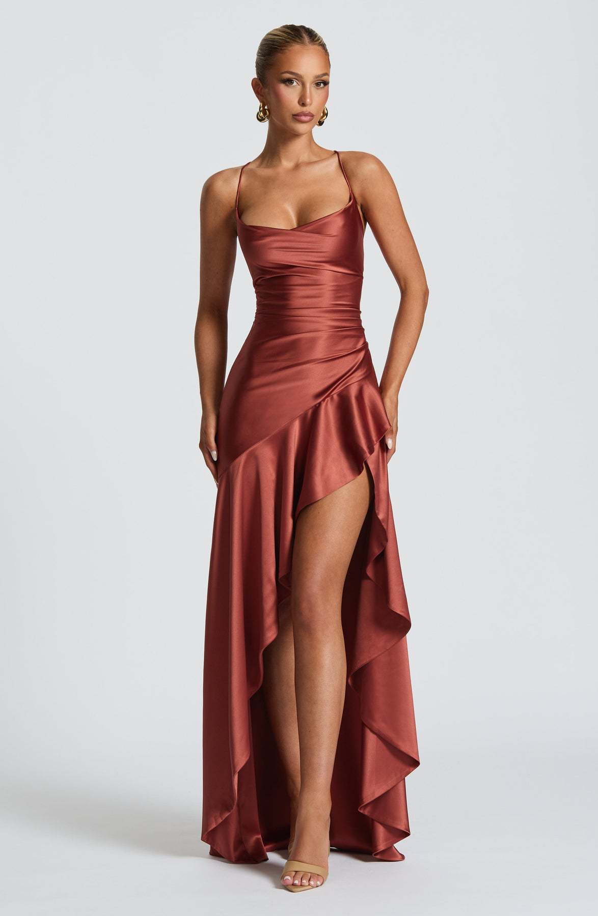 Robe Longue Asymétrique Volants Cascade