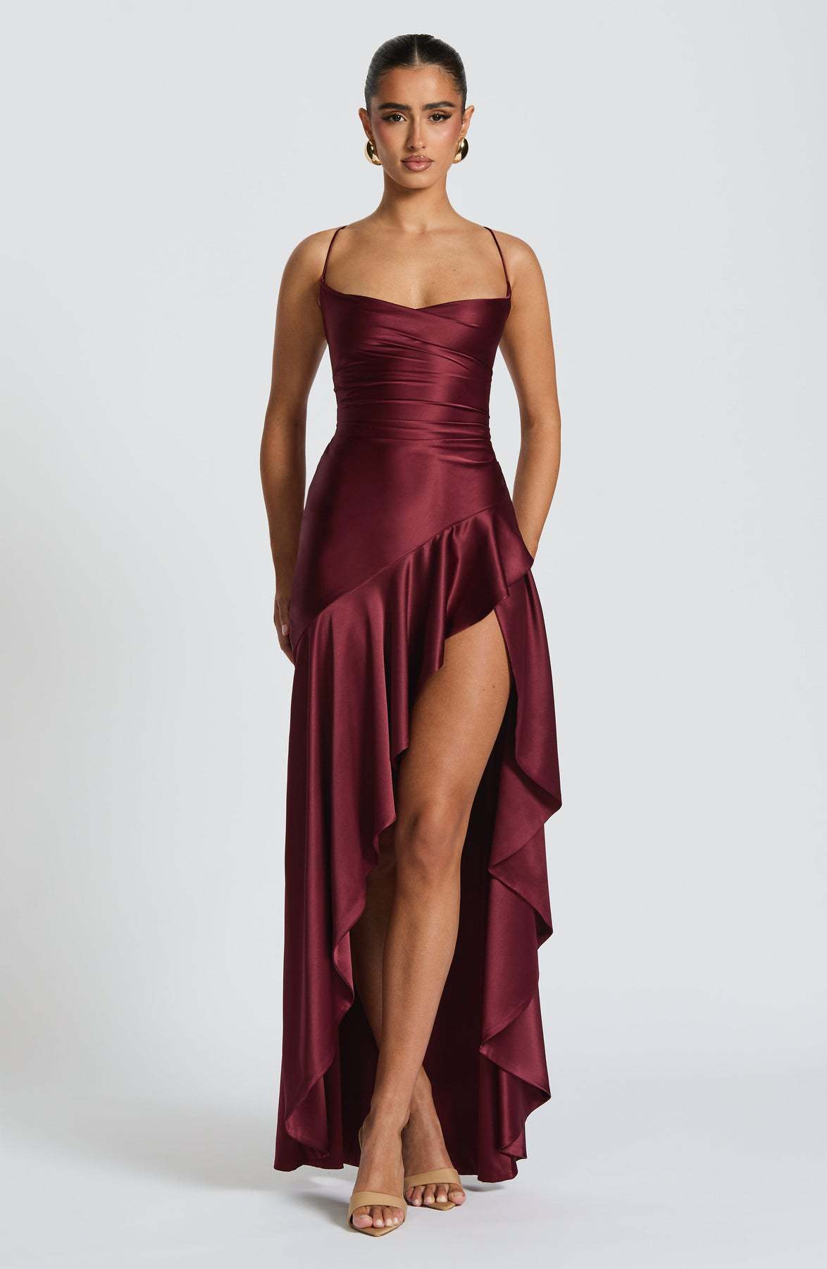 Robe Longue Asymétrique Volants Cascade