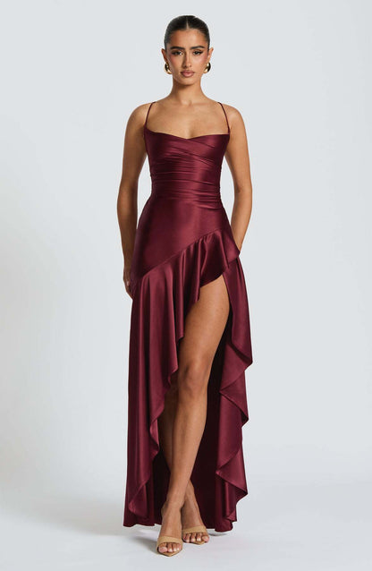 Robe Longue Asymétrique Volants Cascade